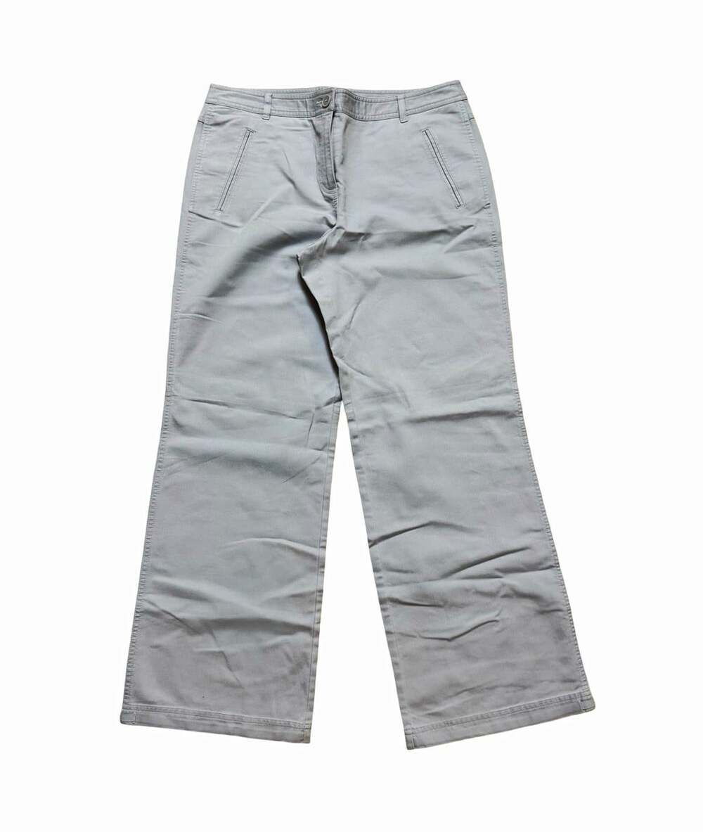 Ann Taylor LOFT Women's Gray Solid Chino Pants Flat Front Cotton Regular